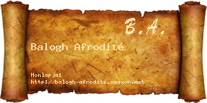 Balogh Afrodité névjegykártya
